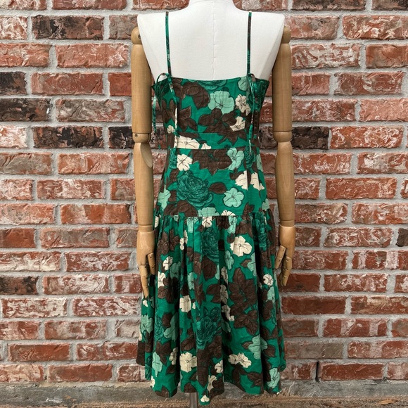 Moulinette de Soeurs Anthropologie green floral sleeveless sundress / 2 / EUC - Picture 8 of 17